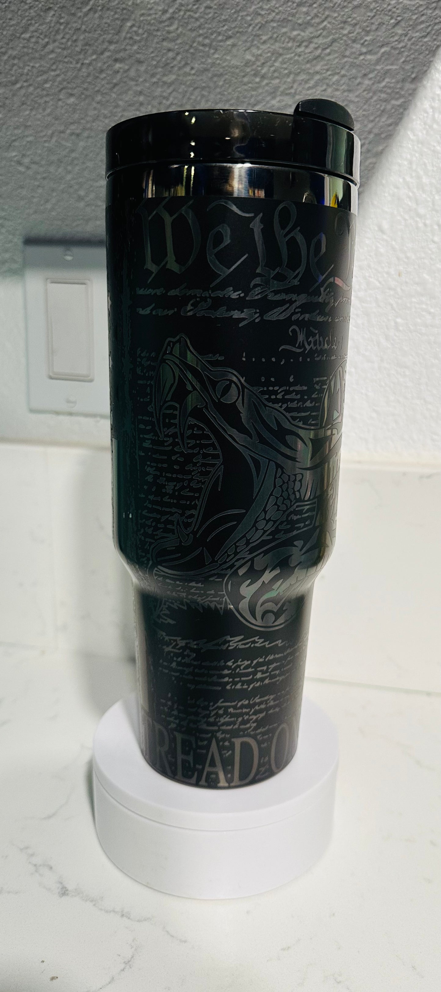 Don’t Tread On Me Black on Black 40 ounce tumbler