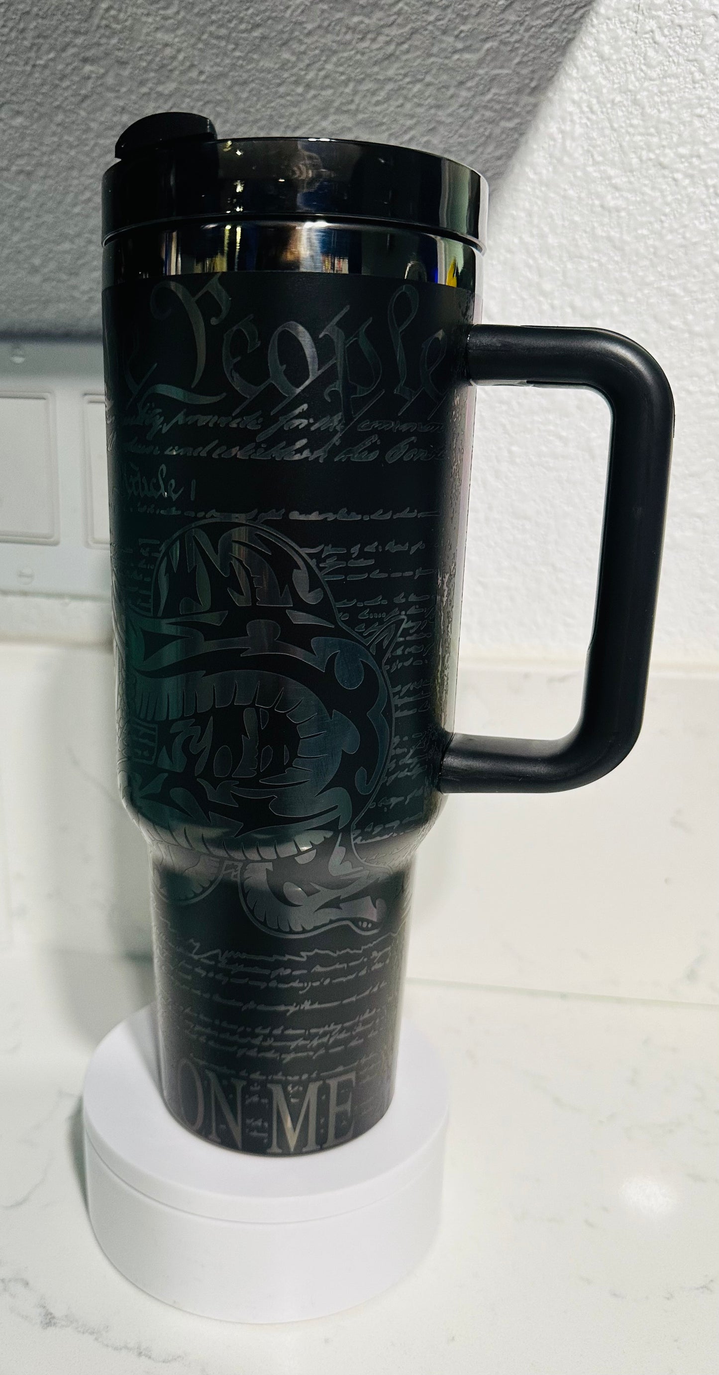 Don’t Tread On Me Black on Black 40 ounce tumbler